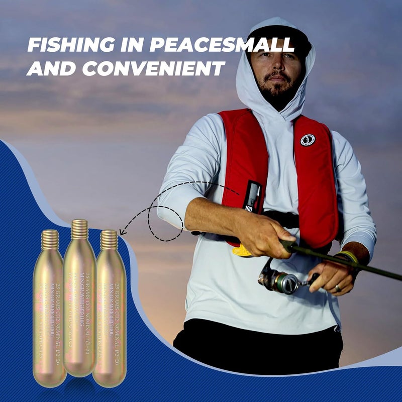 CODIEKEY 24G Co2 Cartridge Cylinder for Life Vest, Accessory for C02 PFD Rearming Kit, for Auto/Manual Inflating Life Jacket, for Adult, Used for Fishing, Surfing, Sea/Ocean Activities - Image 2